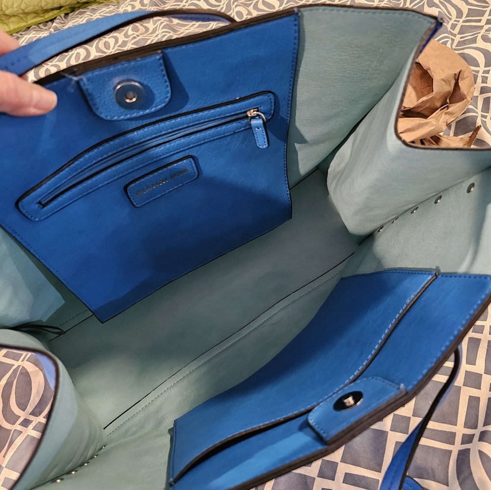 Gianni Bini Blue Tonal Studded Tote Women's Bag